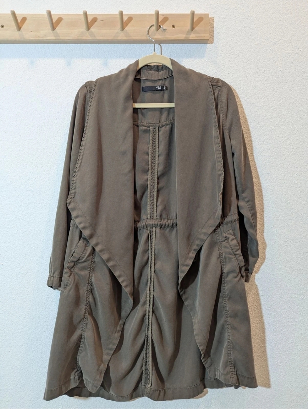 Max Jeans Olive Green Draped Utility Jacket Tencel